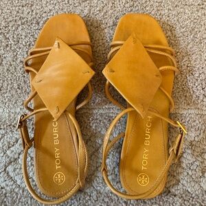 Tory Burch Tan Sandals with Criss-Cross Design